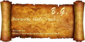Borsody Györgyi névjegykártya